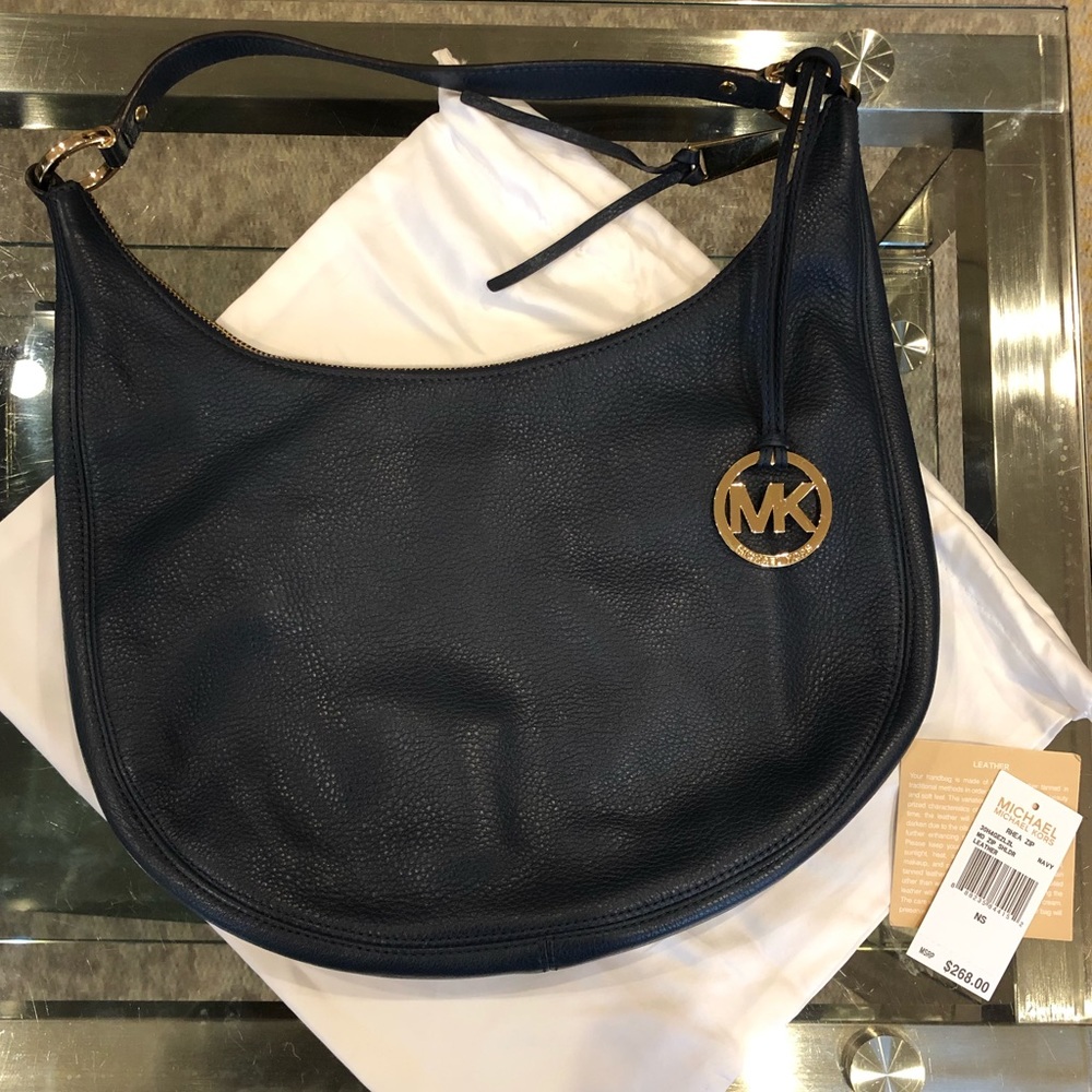 Michael Kors Medium ZIP Shoulder Bag - Navy Blue